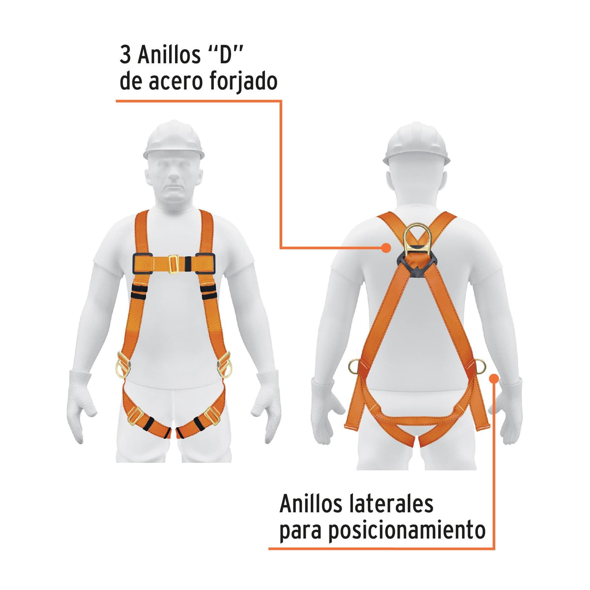 Arnés de Cuerpo Completo 3 Anillos para Protección Contra Caídas TRUPER