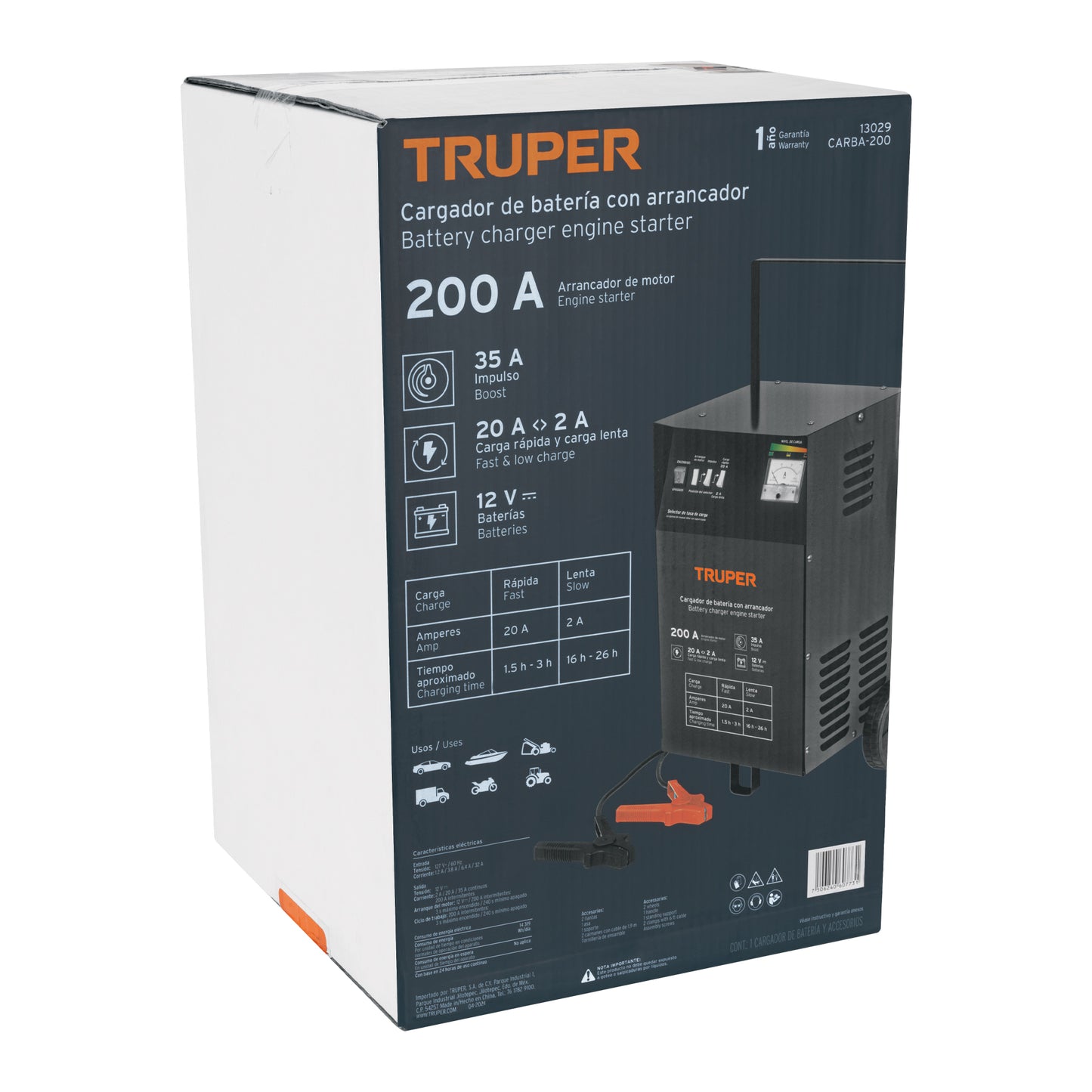 Cargador de Baterías 35A con Arrancador 200A 12V TRUPER