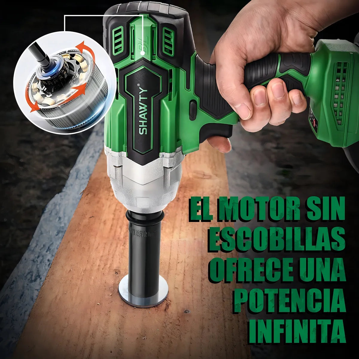 Llave de Impacto Inalámbrica 1/2" 1300 Nm con 10 Dados y Batería 4Ah SHAWTY