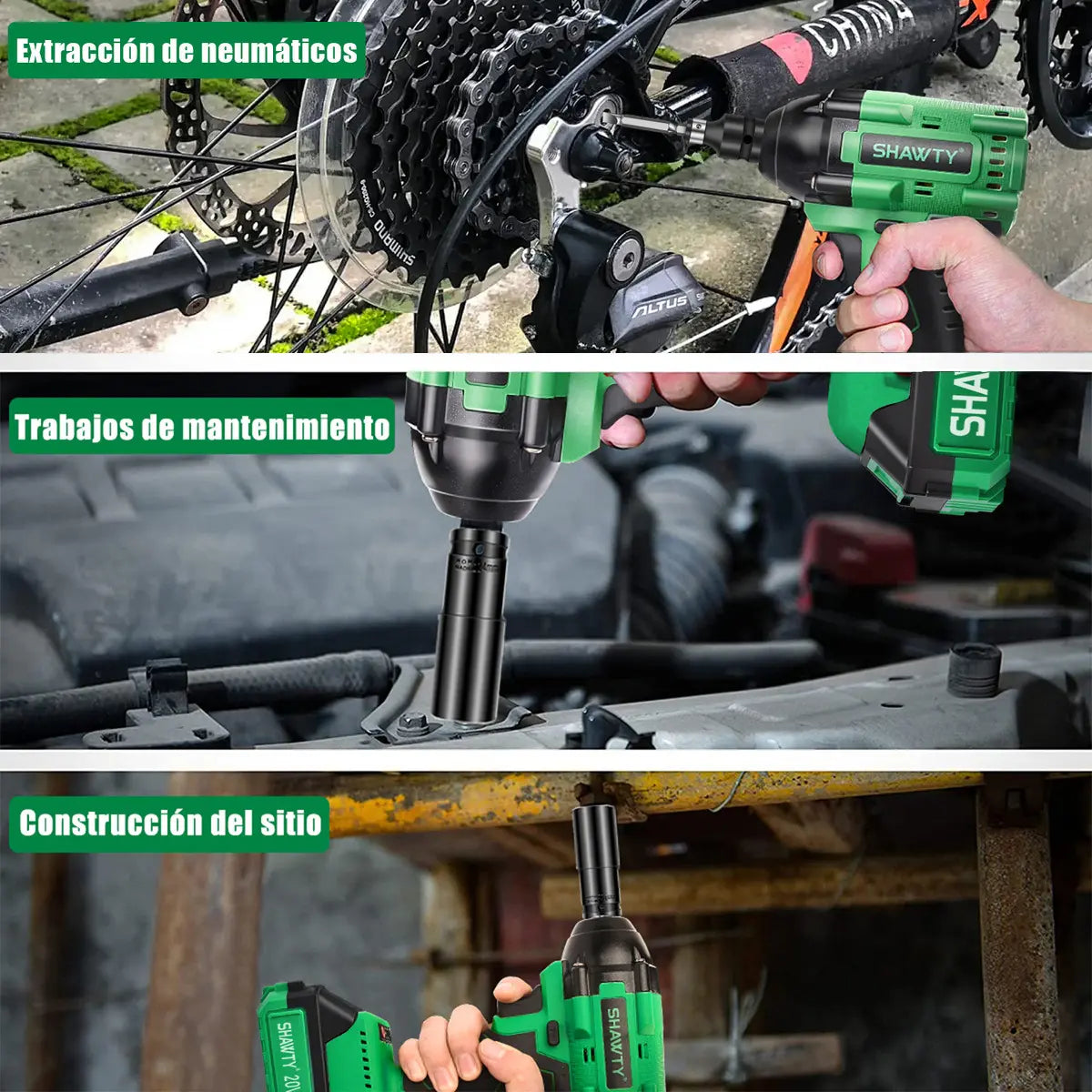 Llave de Impacto Inalámbrica 20V 1/2" con 2 Baterías SHAWTY