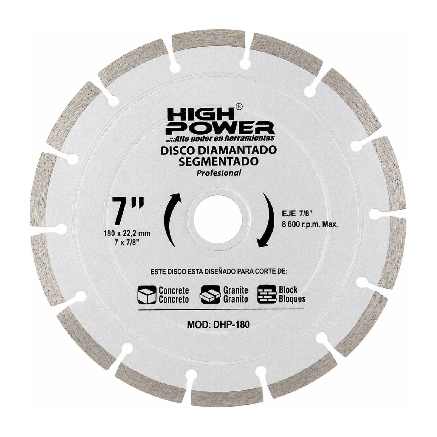 Disco Diamantado Segmentado 7" HIGH POWER