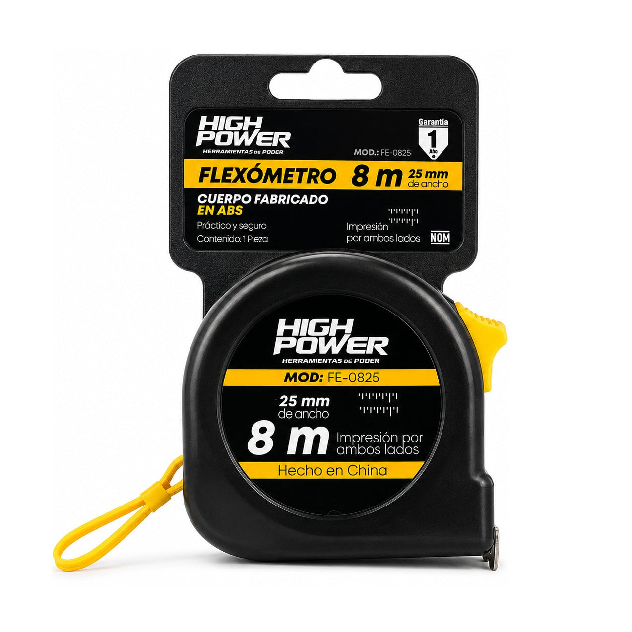 Flexómetro de ABS 8 m HIGH POWER