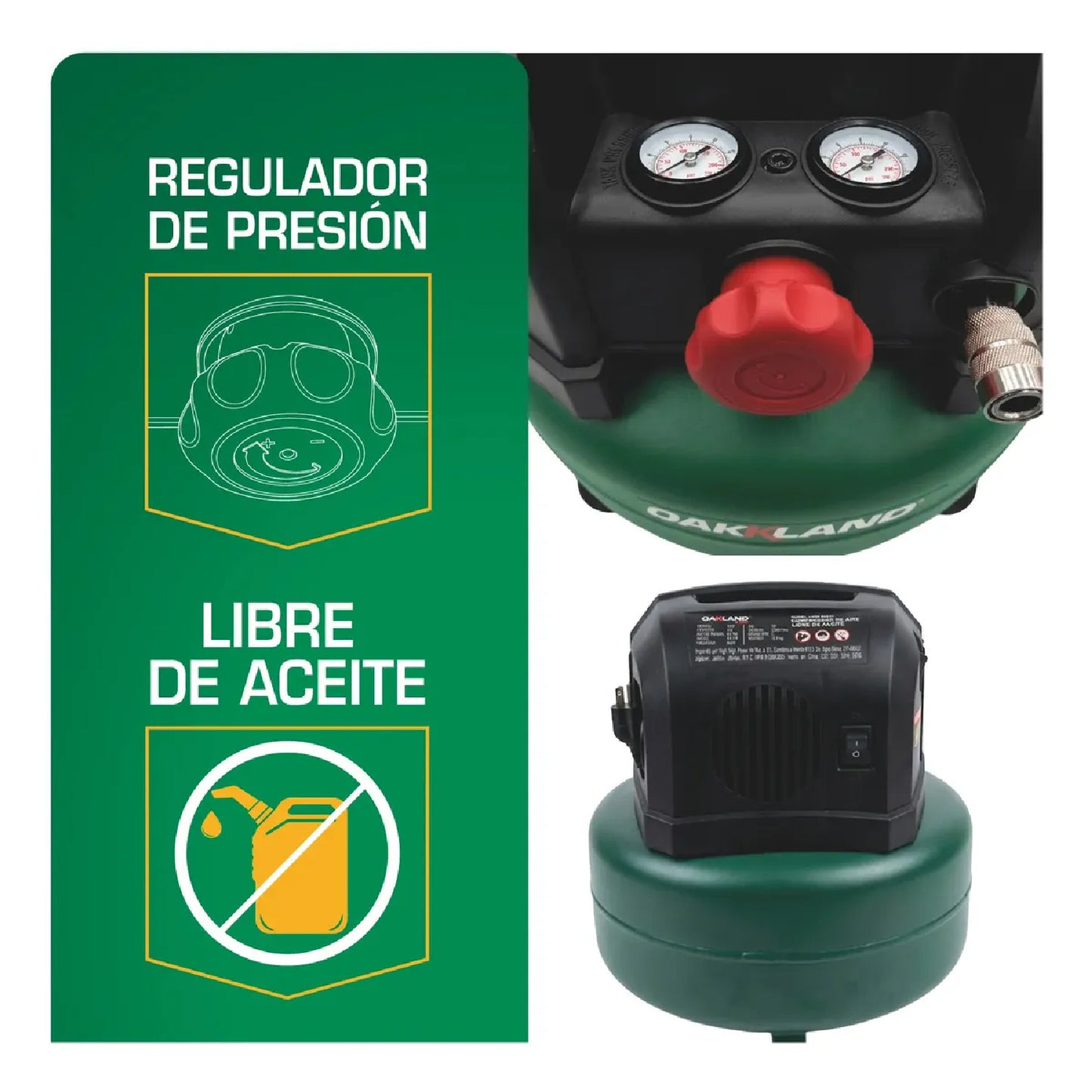 Compresor de Aire Libre de Aceite 24 L 2HP OAKLAND
