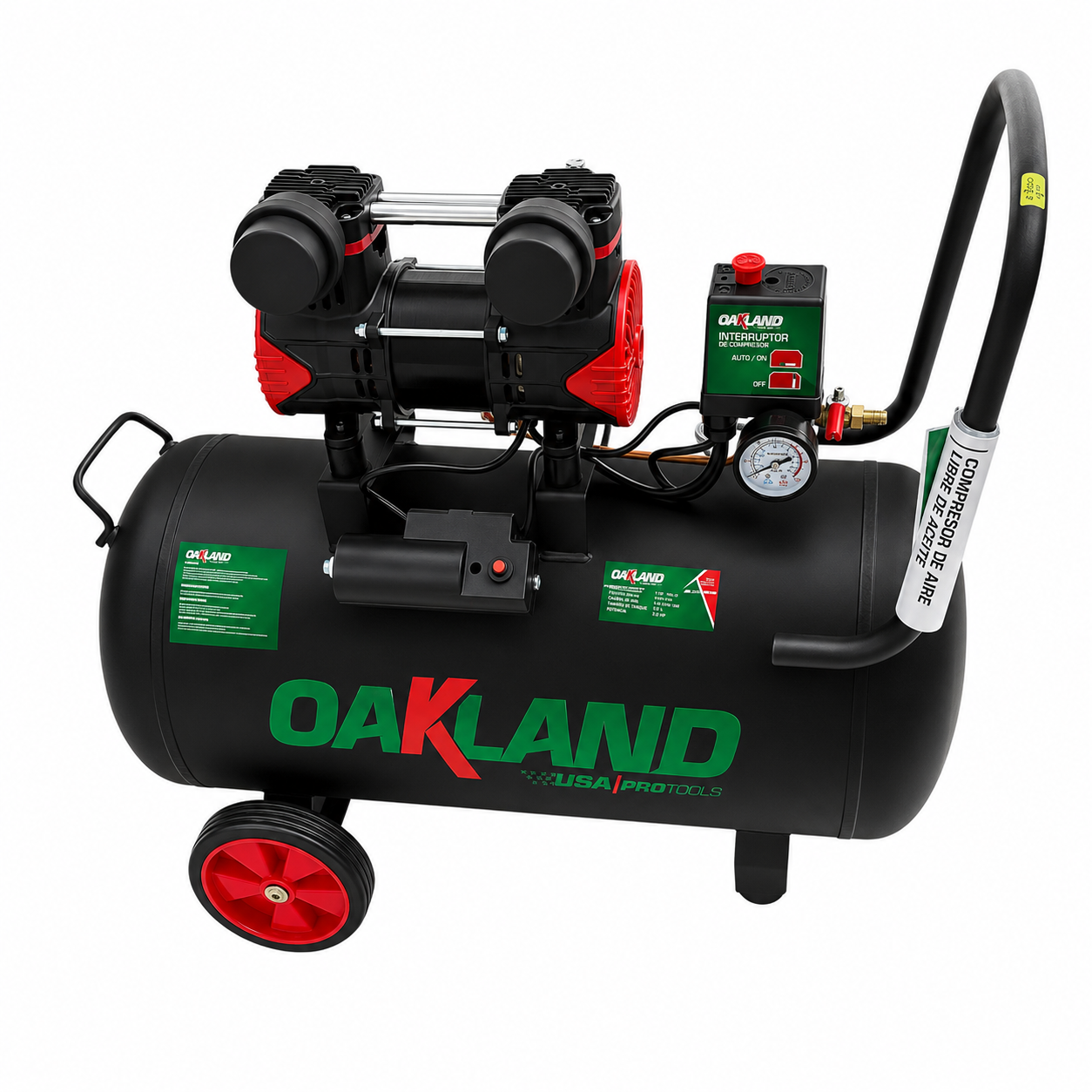 Compresor de Aire Libre de Aceite 1 HP 50 L Silencioso OAKLAND