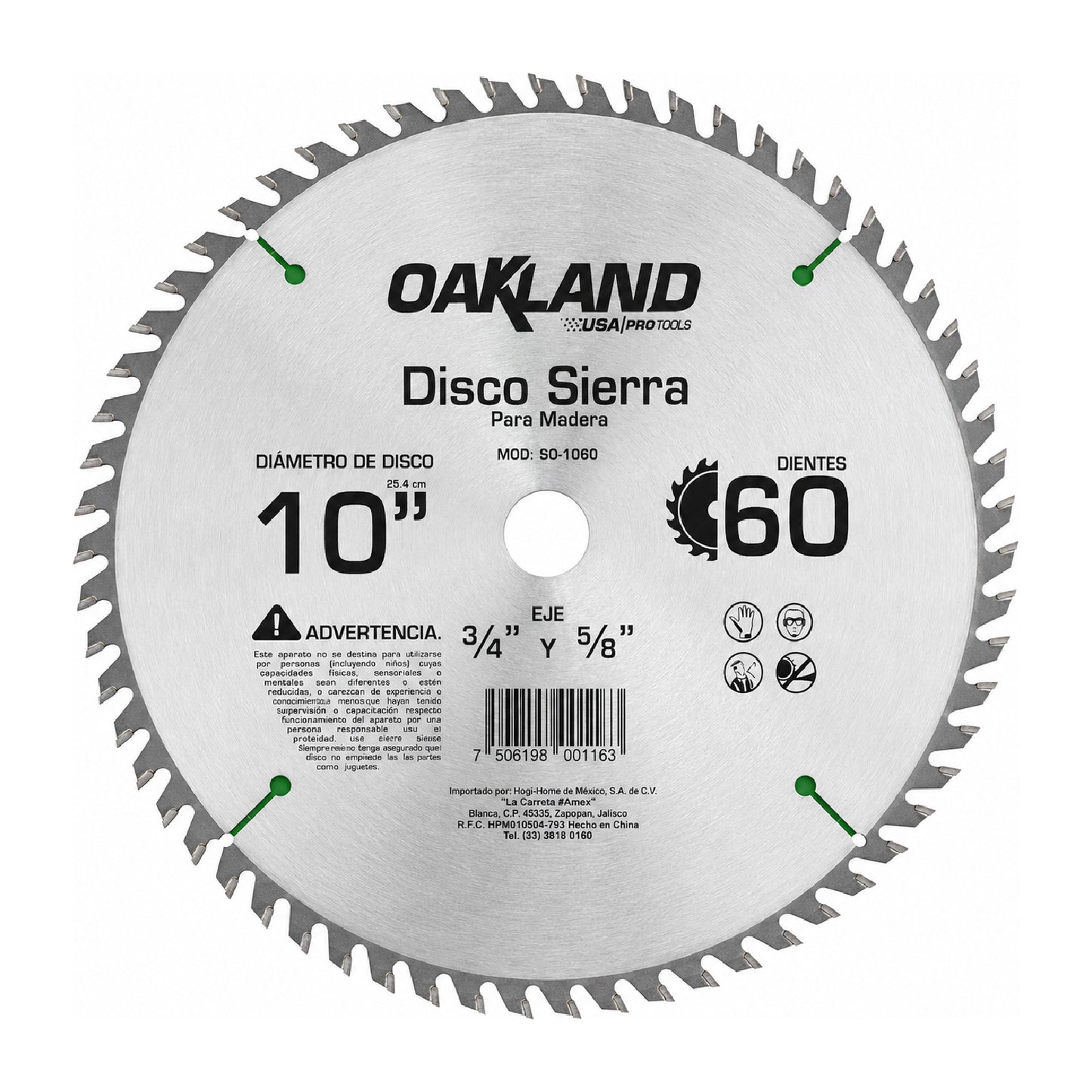 Disco Sierra Circular 10" 60 Dientes OAKLAND