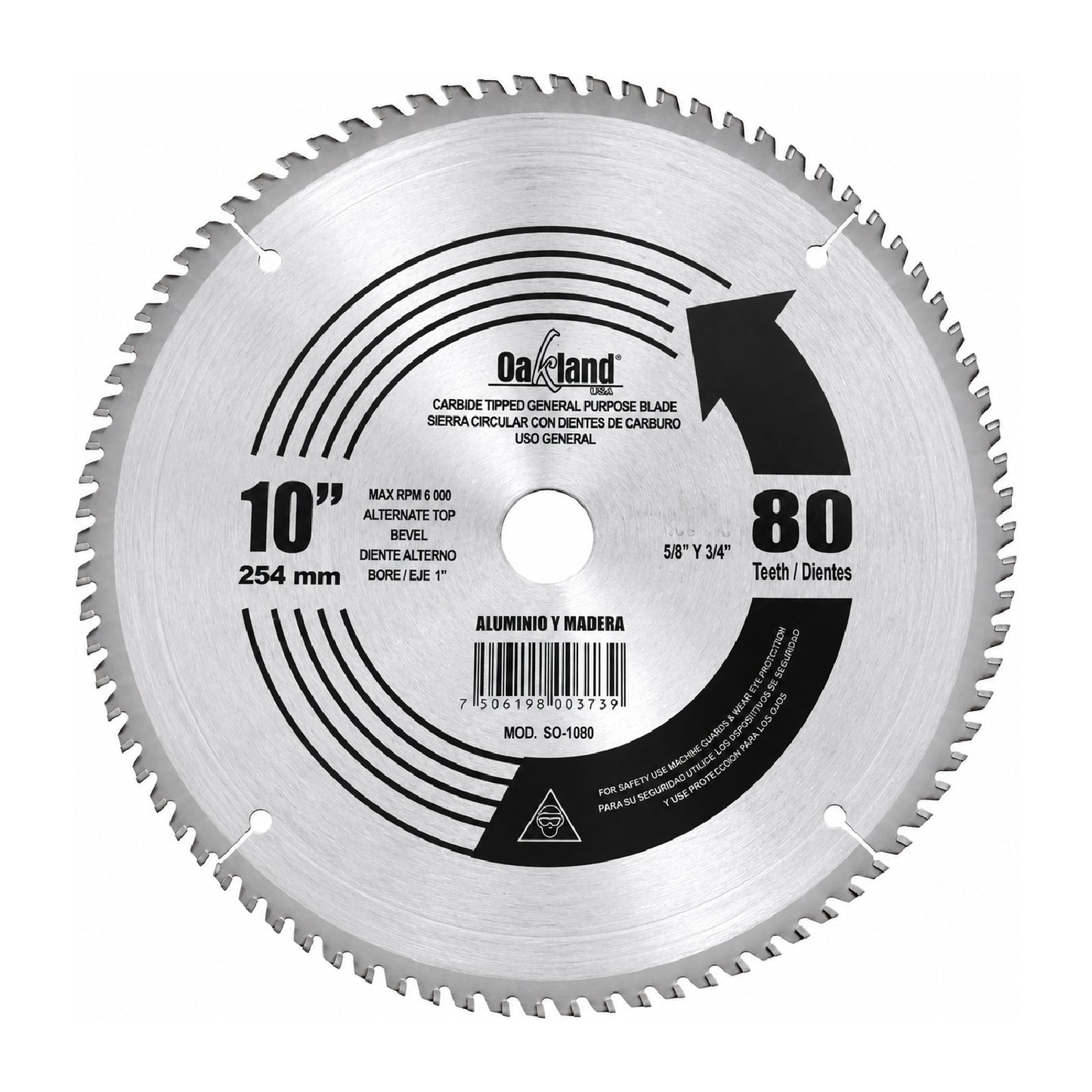 Disco Sierra Circular 10" 80 Dientes OAKLAND