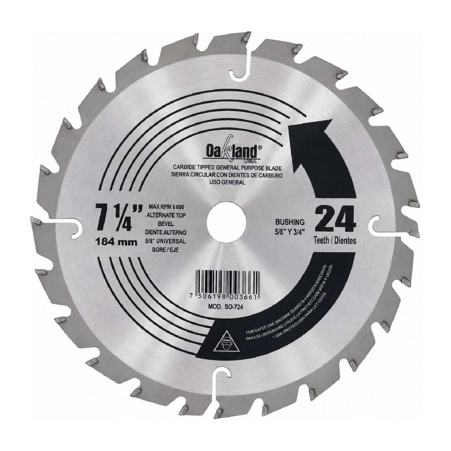 Disco Sierra Circular 7-1/4" 24 Dientes OAKLAND