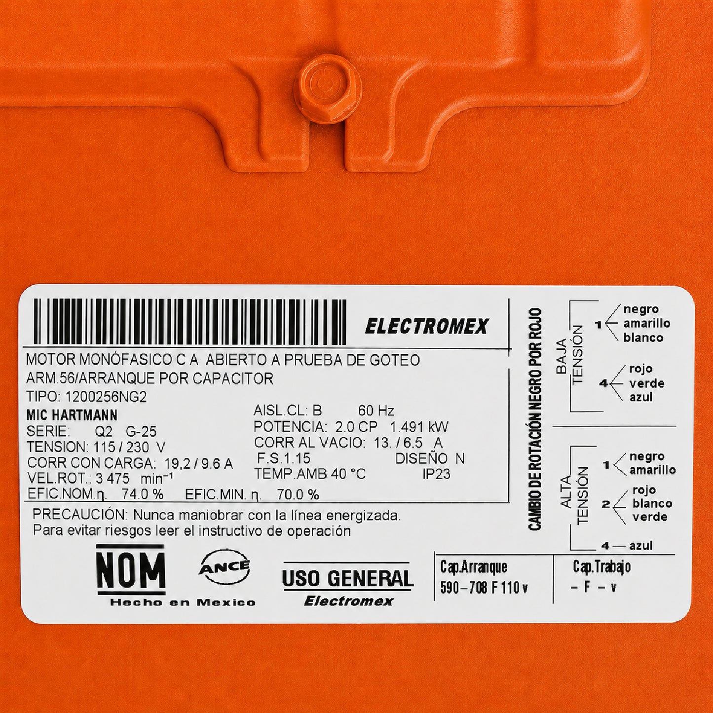 Motor Monofásico 2 HP Alta 110/220 V SIEMENS