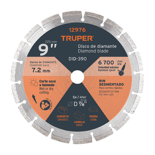 Disco de Diamante Segmentado 9" TRUPER