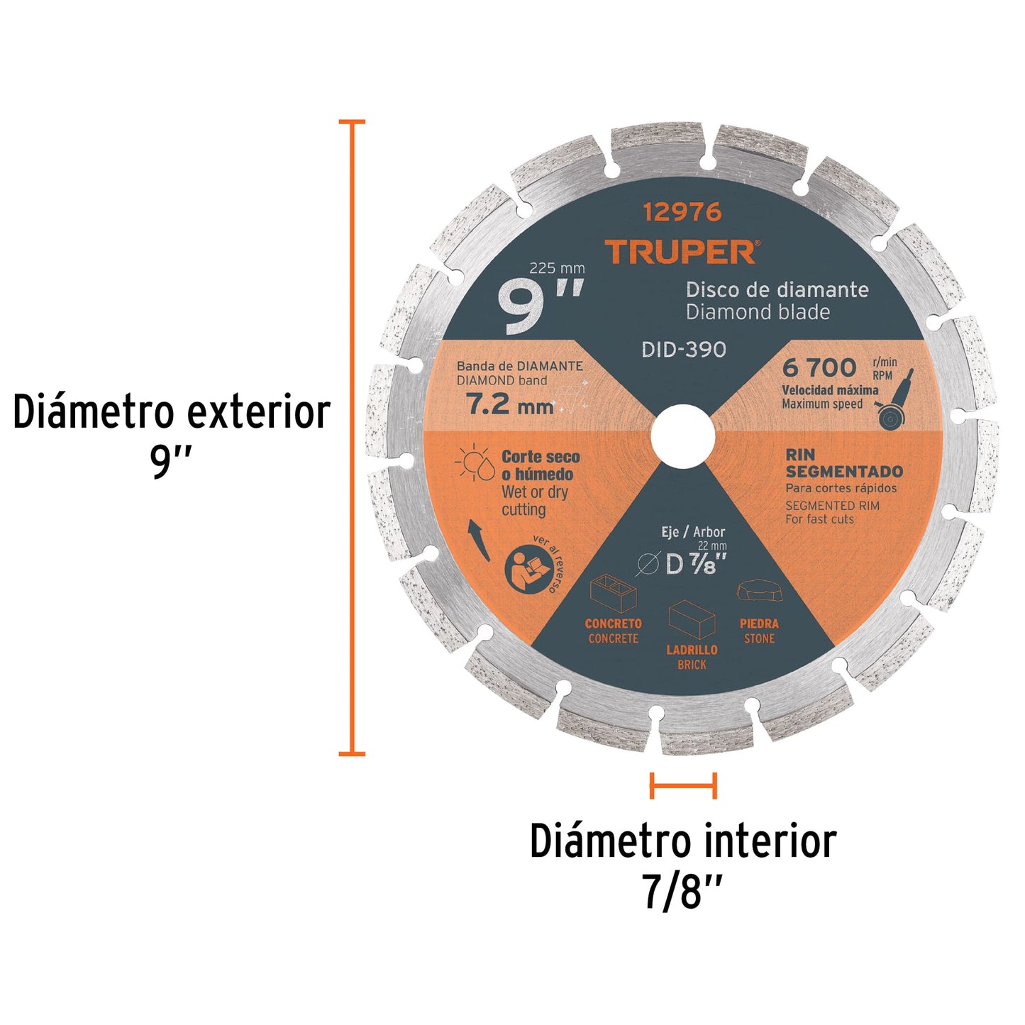 Disco de Diamante Segmentado 9" TRUPER