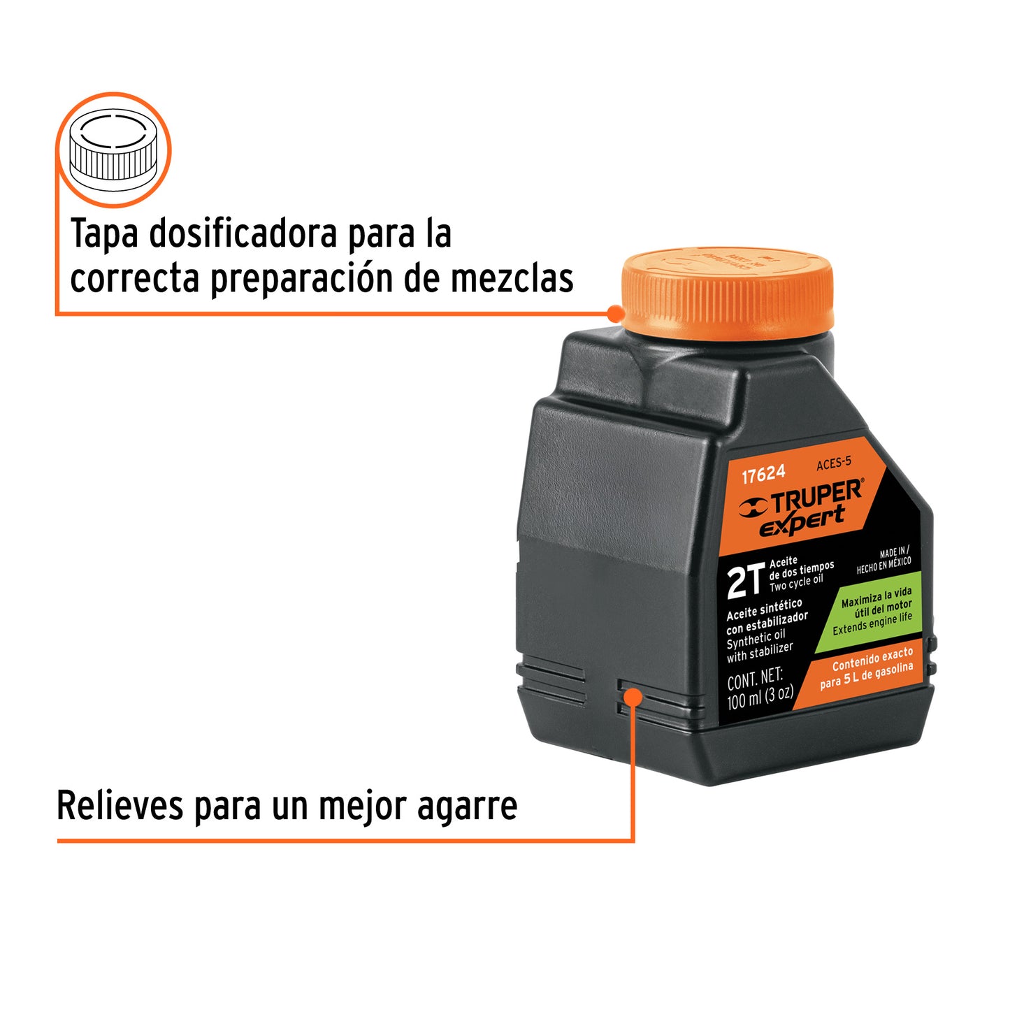 Aceite Sintético para Motor de 2 Tiempos 100 ml TRUPER