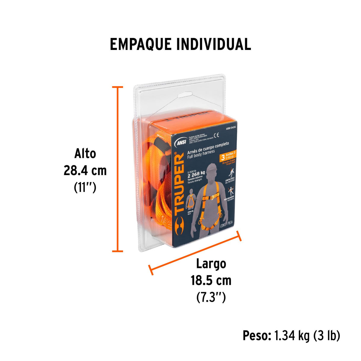 Arnés de Cuerpo Completo 3 Anillos para Protección Contra Caídas TRUPER