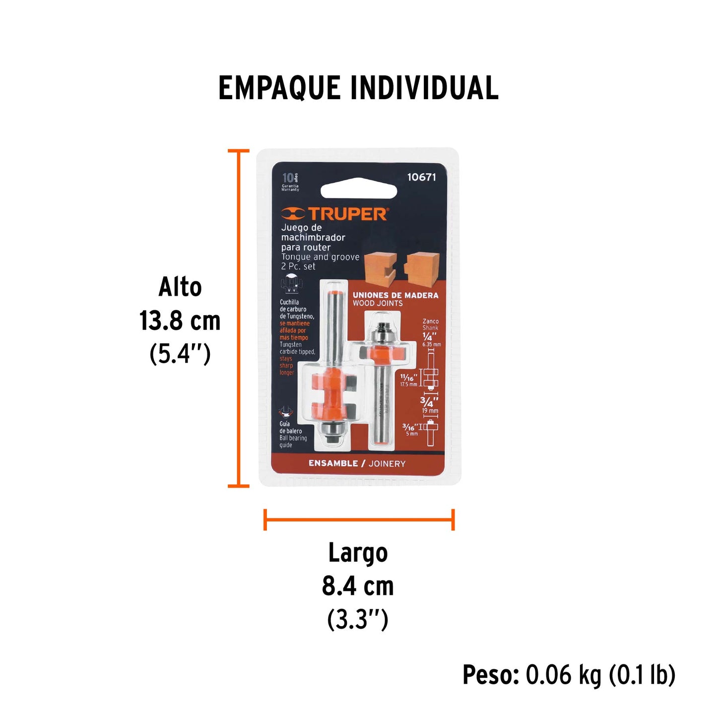 Kit de Machimbrador 3/4" con Balero para Router TRUPER