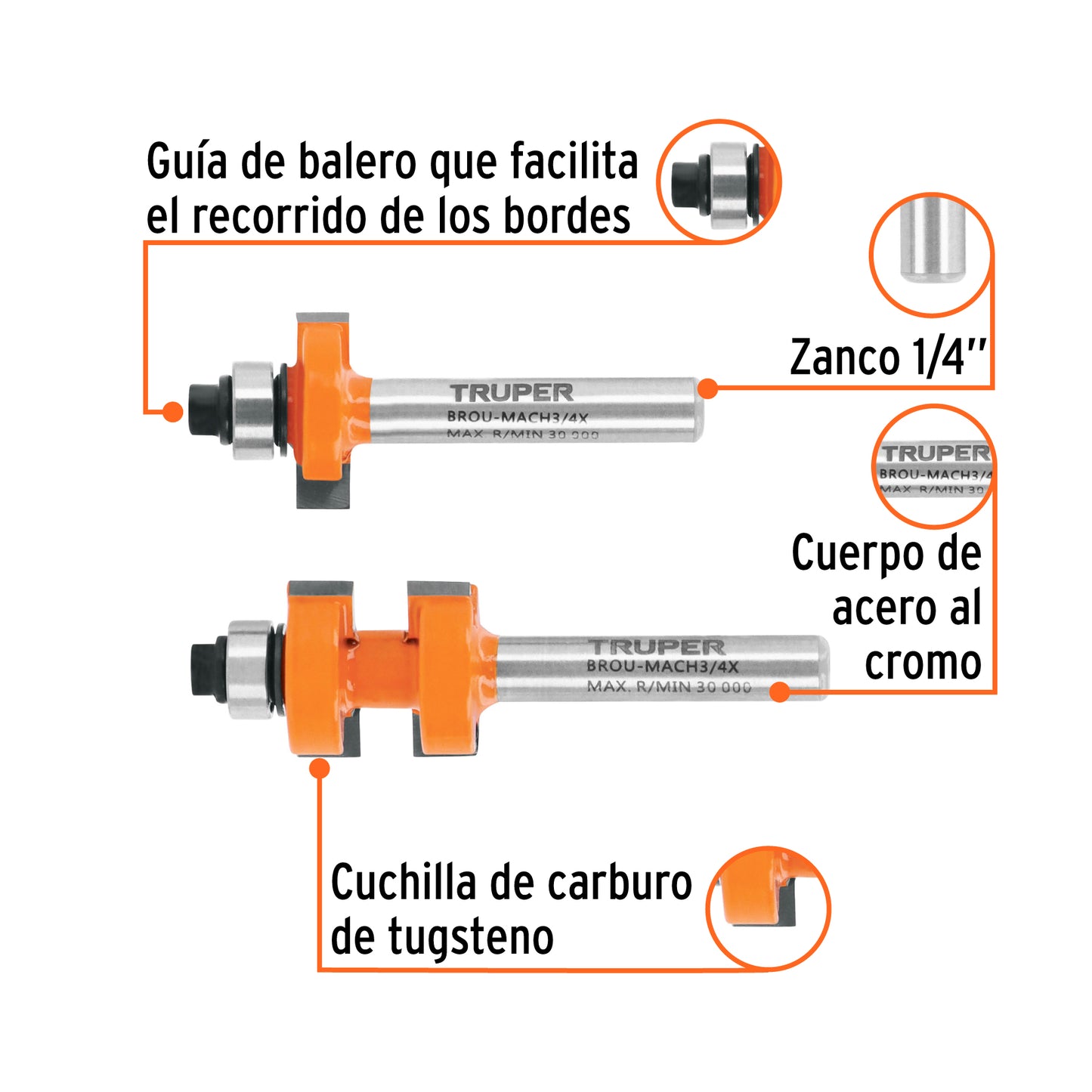 Kit de Machimbrador 3/4" con Balero para Router TRUPER