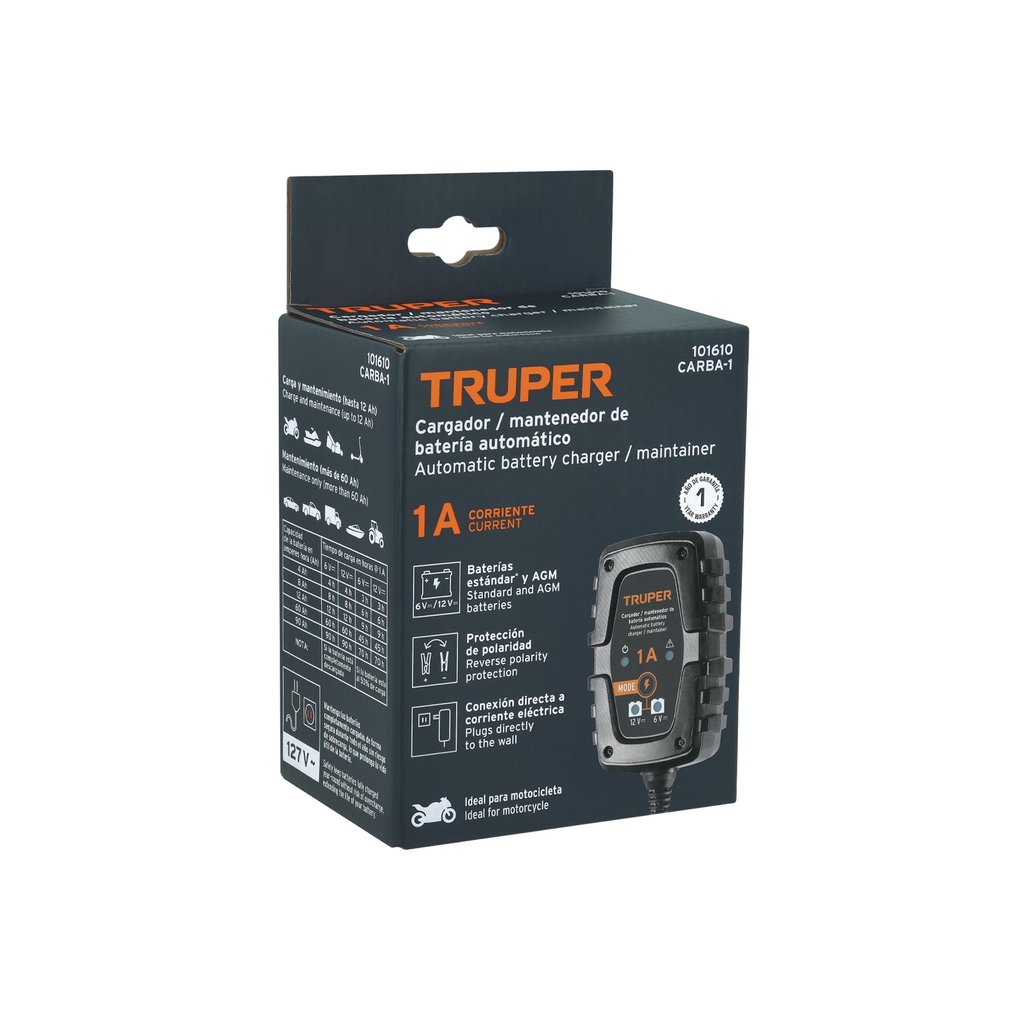Cargador Mantenedor de Baterías 1A 6/12V TRUPER