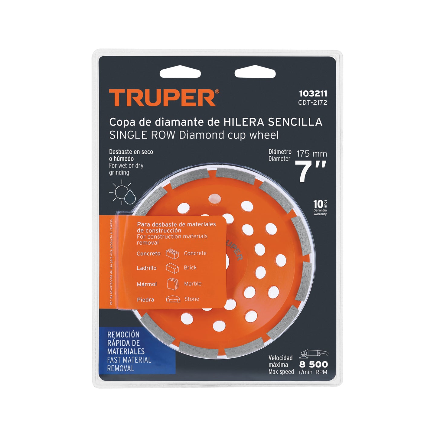 Copa de Diamante 1 Hilera 4" x 7/8" TRUPER