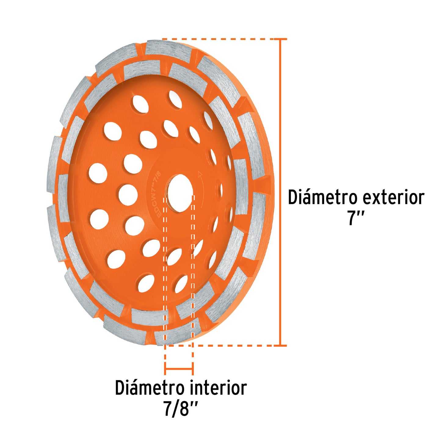 Copa de Diamante Doble Hilera 7" x 7/8" TRUPER