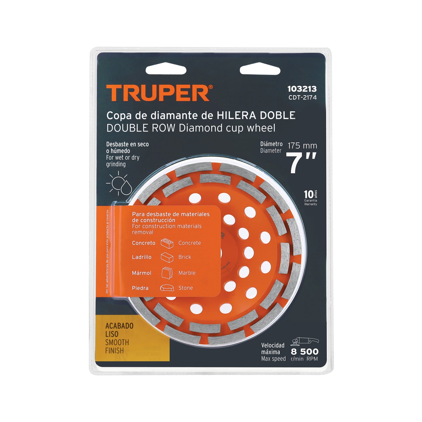 Copa de Diamante Doble Hilera 7" x 7/8" TRUPER