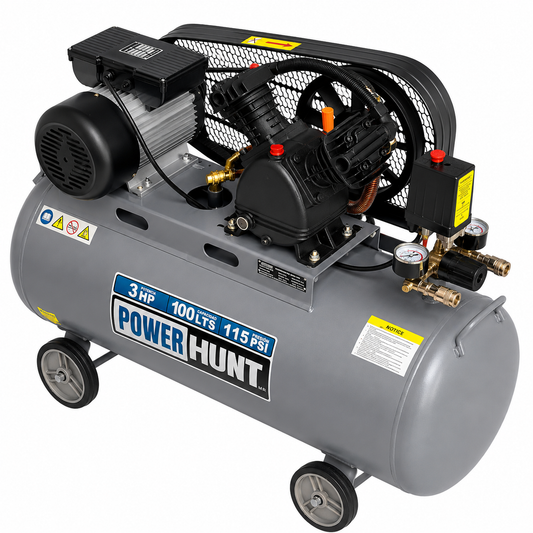Compresor de Aire de Banda 100 L 3HP 115 PSI POWER HUNT