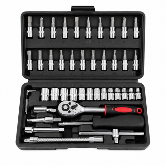 Kit de Dados y Puntas con Matraca 1/4" 46 Piezas