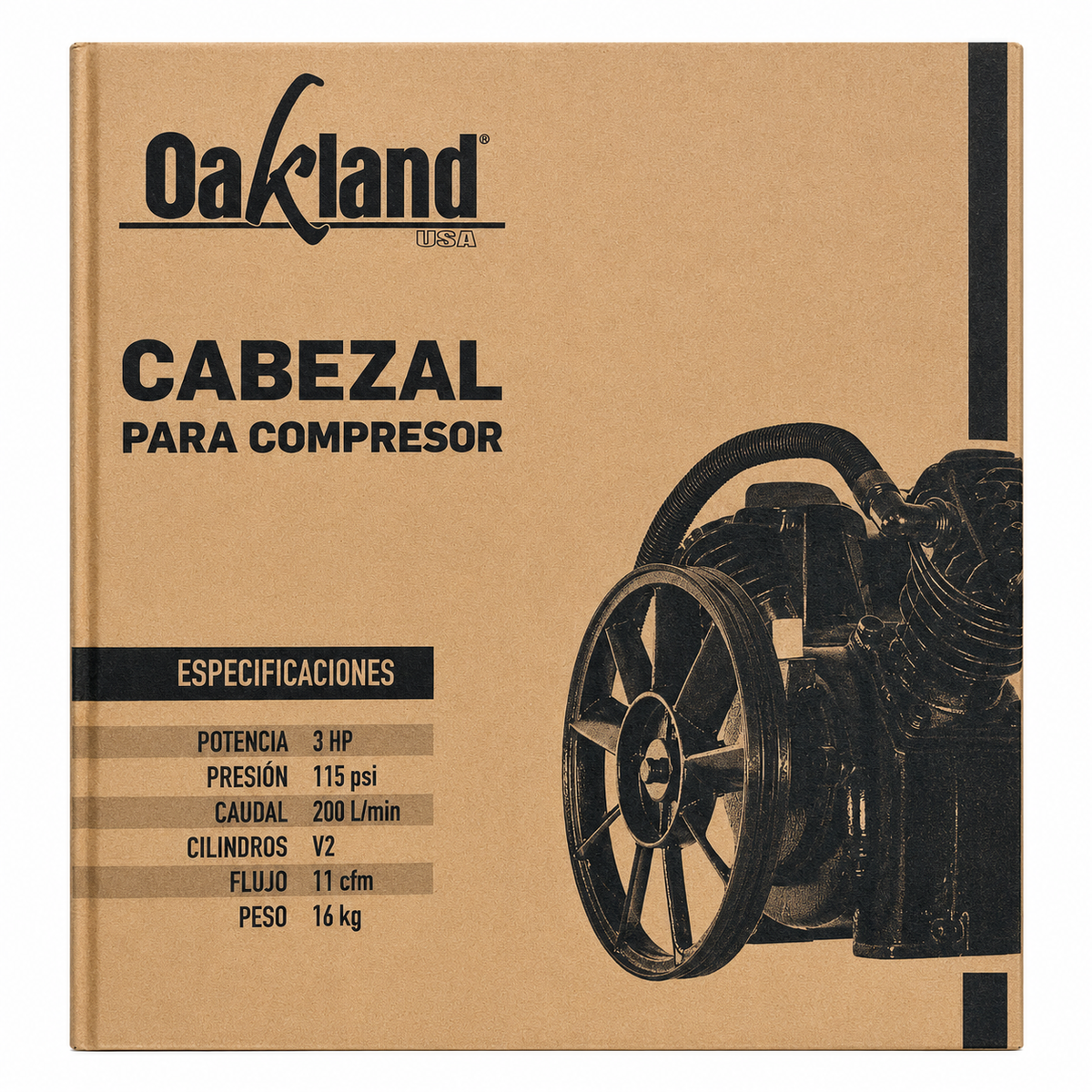 Cabezal Redondo en V para Compresor 3 HP OAKLAND