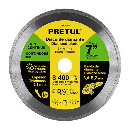 Disco Diamantado 7" para Corte PRETUL