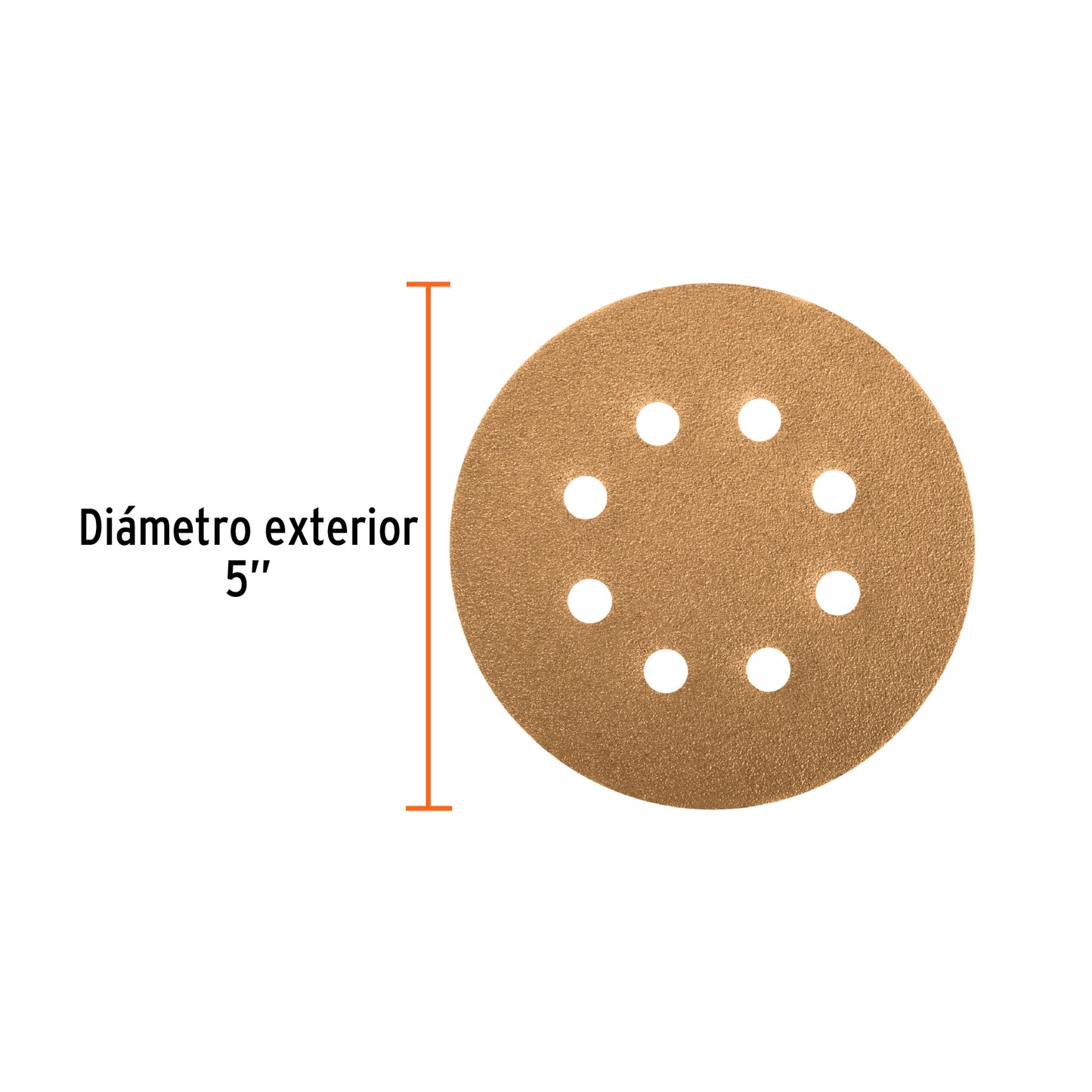 Paquete con 5 Discos de Lija 5" Grano 220, 8 Perforaciones TRUPER