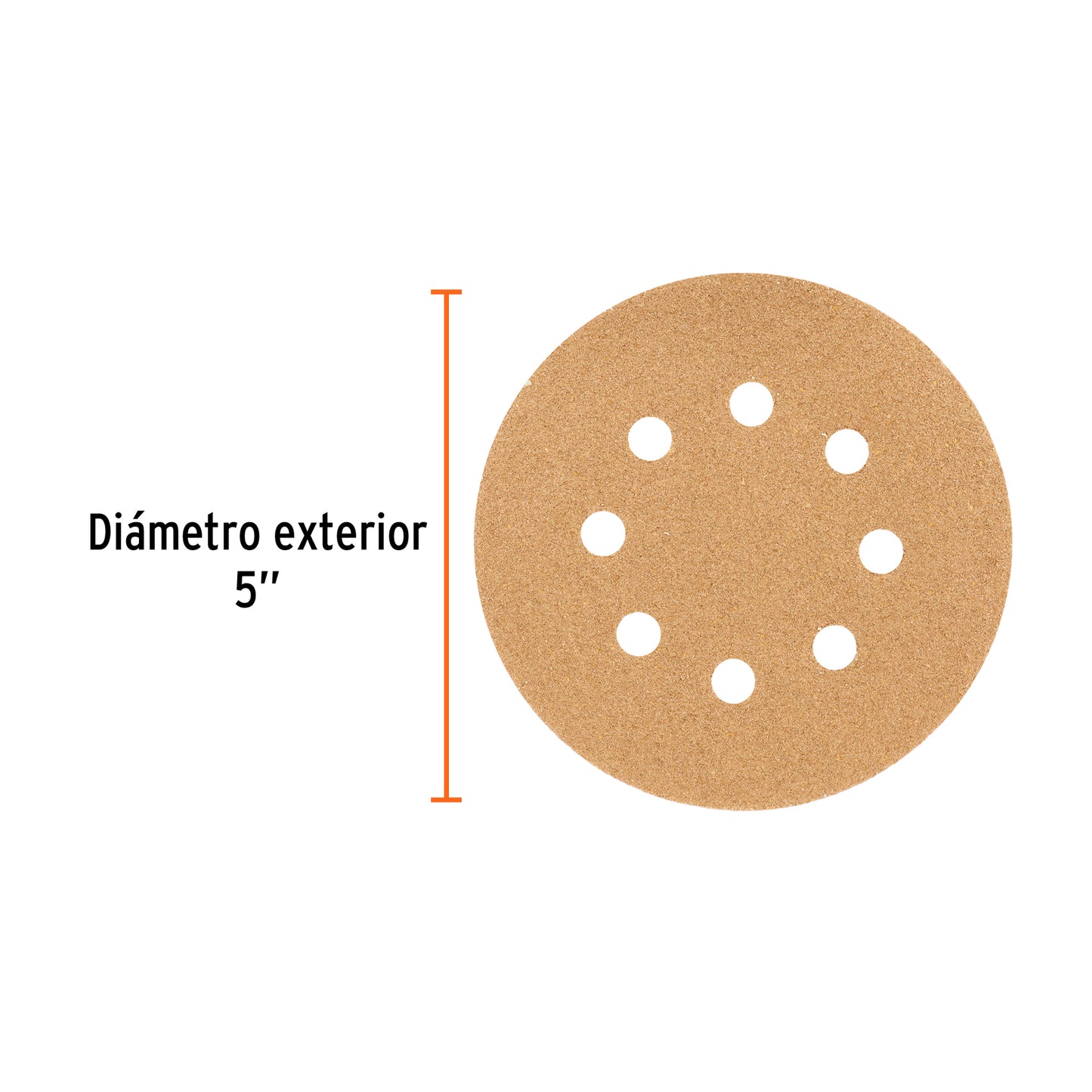 Paquete con 5 Discos de Lija 5" Grano 60, 8 Perforaciones TRUPER