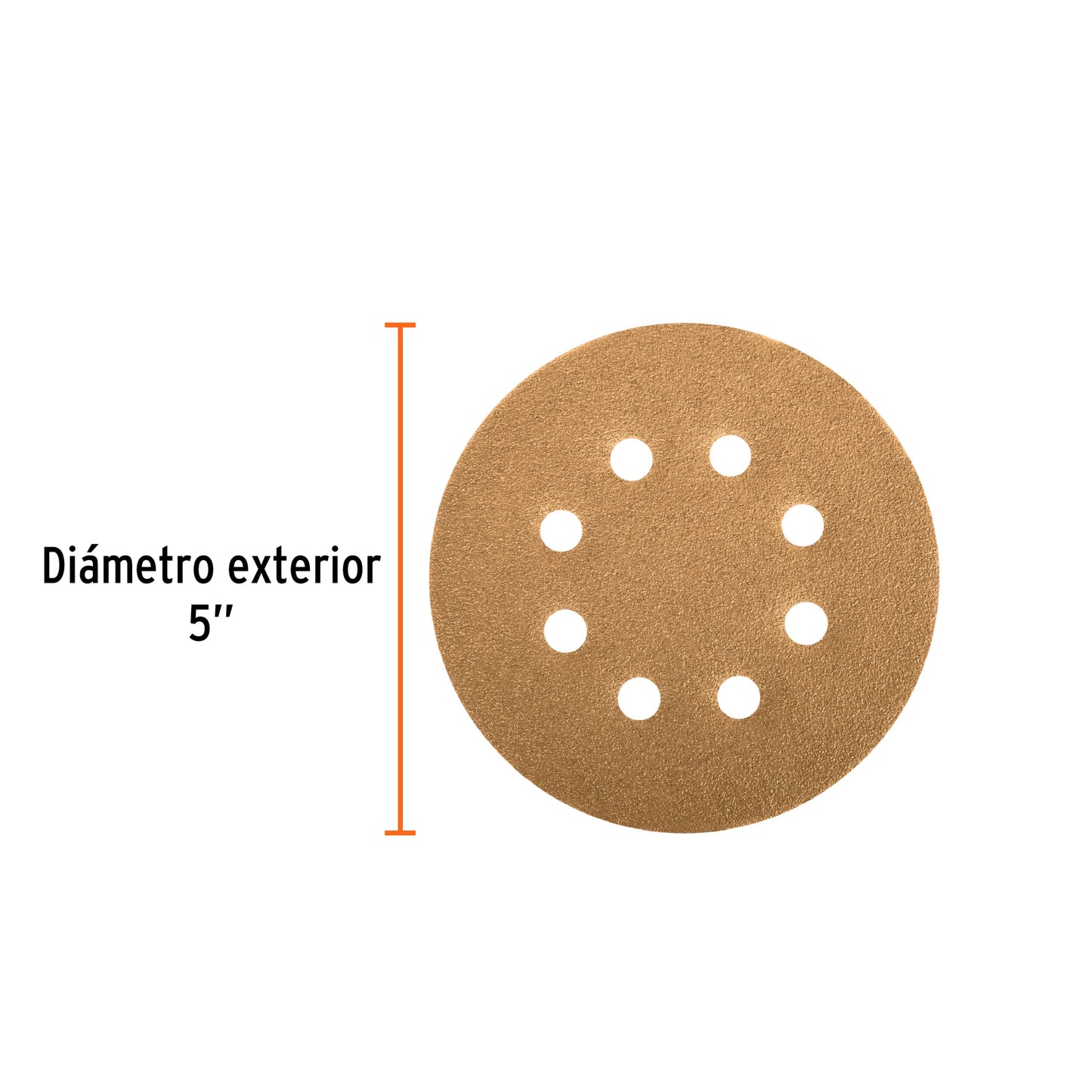 Paquete con 5 Discos de Lija 5" Grano 80 para Lijadora Roto-Orbital TRUPER