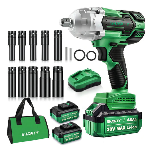 Llave de Impacto Inalámbrica 1/2" 1300 Nm con 10 Dados y Batería 4Ah SHAWTY