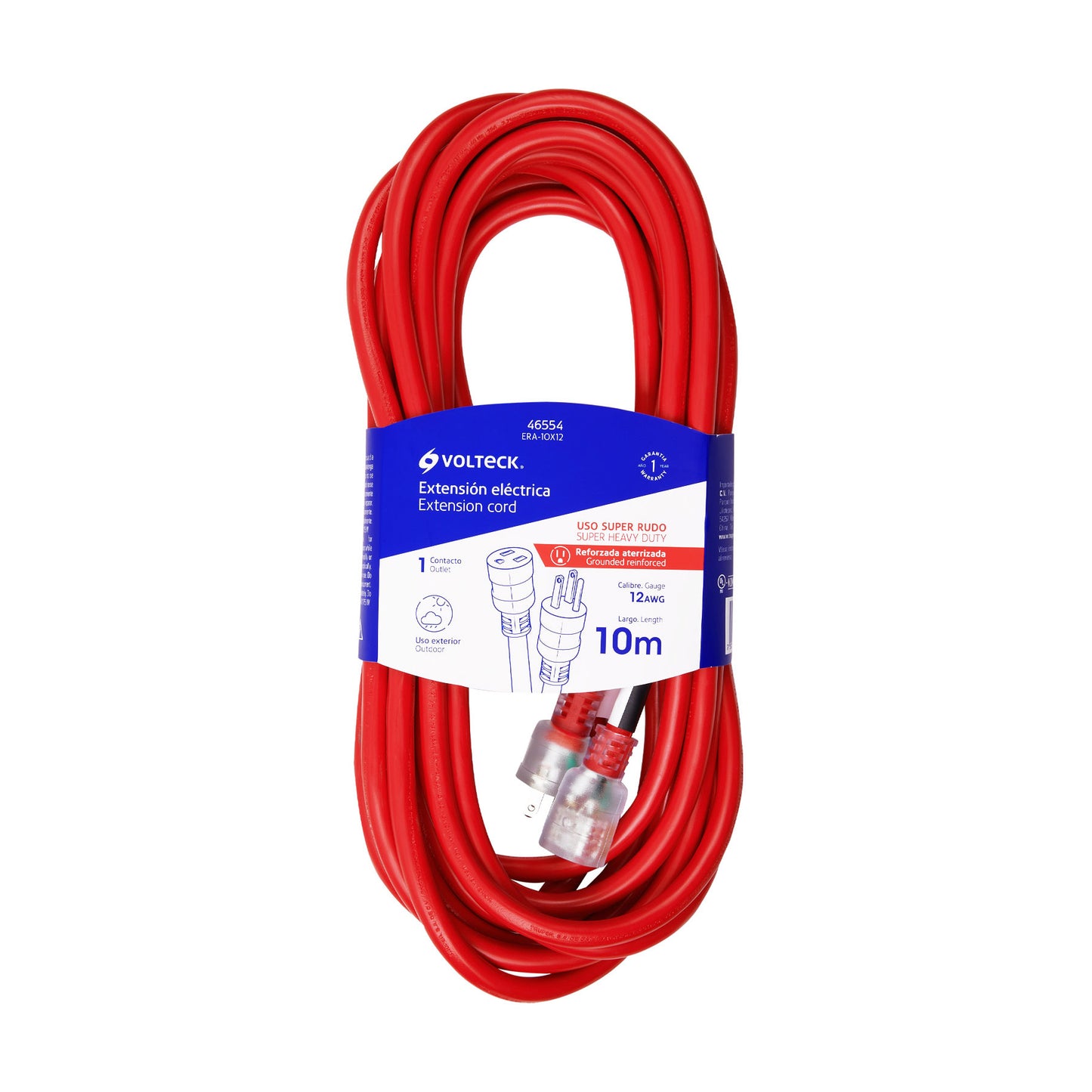 Extensión Eléctrica Uso Rudo 10 m Calibre 12 VOLTECK