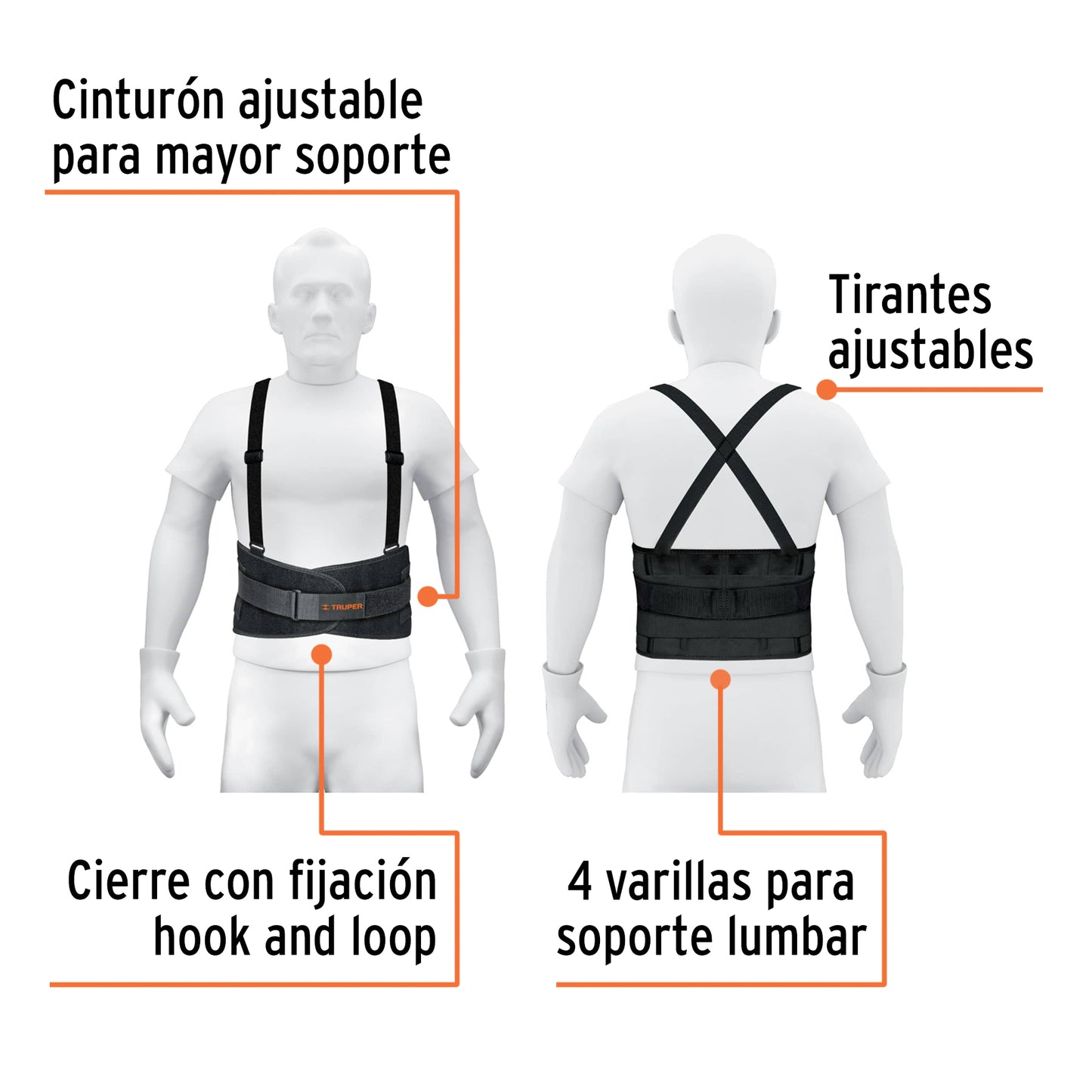 Faja Lumbar con Tercer Cinturón Talla G TRUPER