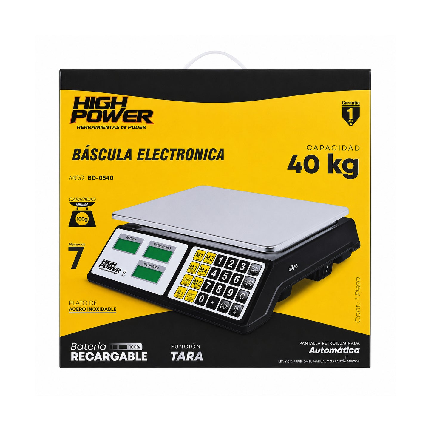 Báscula Digital Recargable 40 kg HIGH POWER