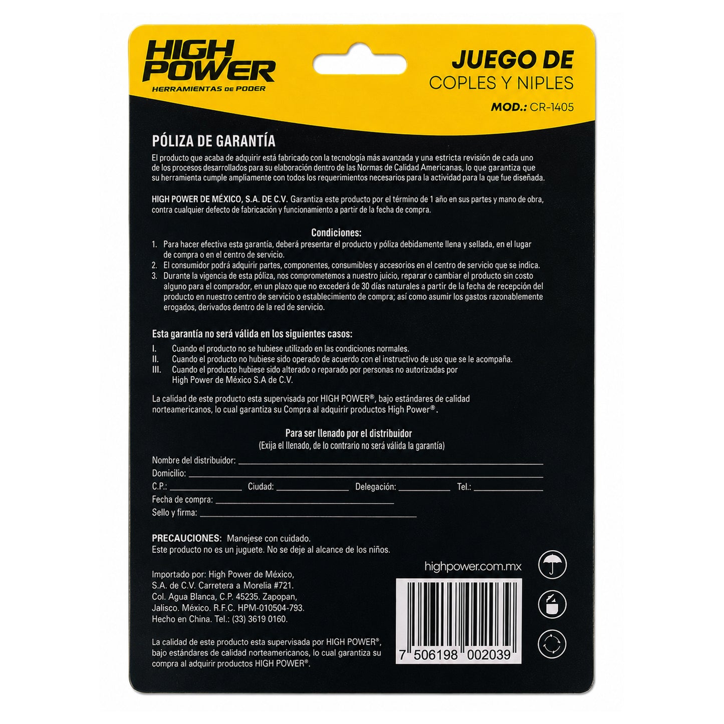Kit de Coples y Conectores Rápidos de Aire 1/4" 5 Piezas HIGH POWER