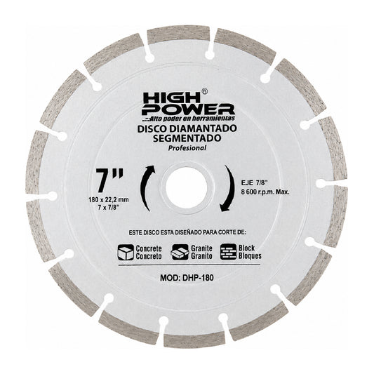 Disco Diamantado Segmentado 7" HIGH POWER