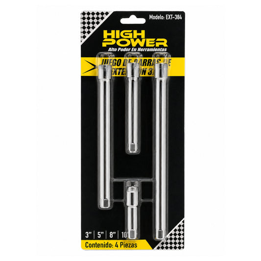 Kit de Barras de Extensión 3/8" 4 Piezas HIGH POWER