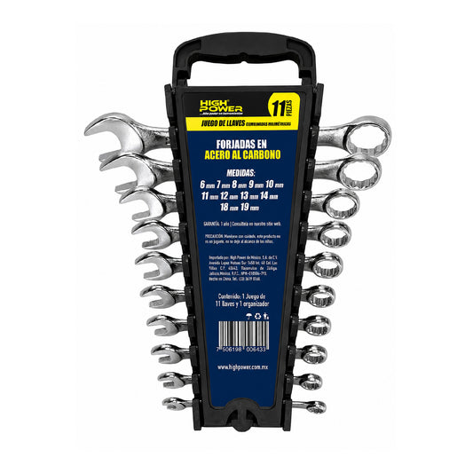Kit de Llaves Combinadas Milimétricas 11 Piezas HIGH POWER
