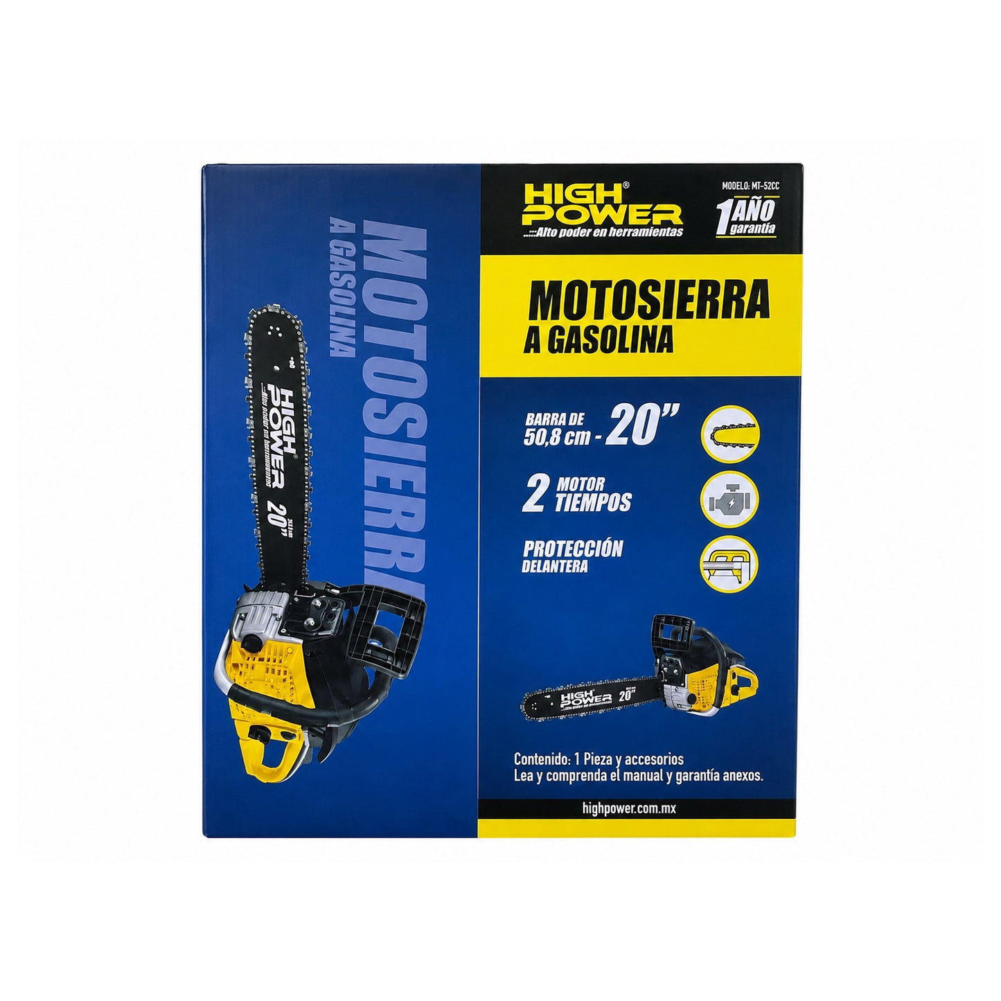 Motosierra a Gasolina 20" 52 cc 2 Tiempos HIGH POWER