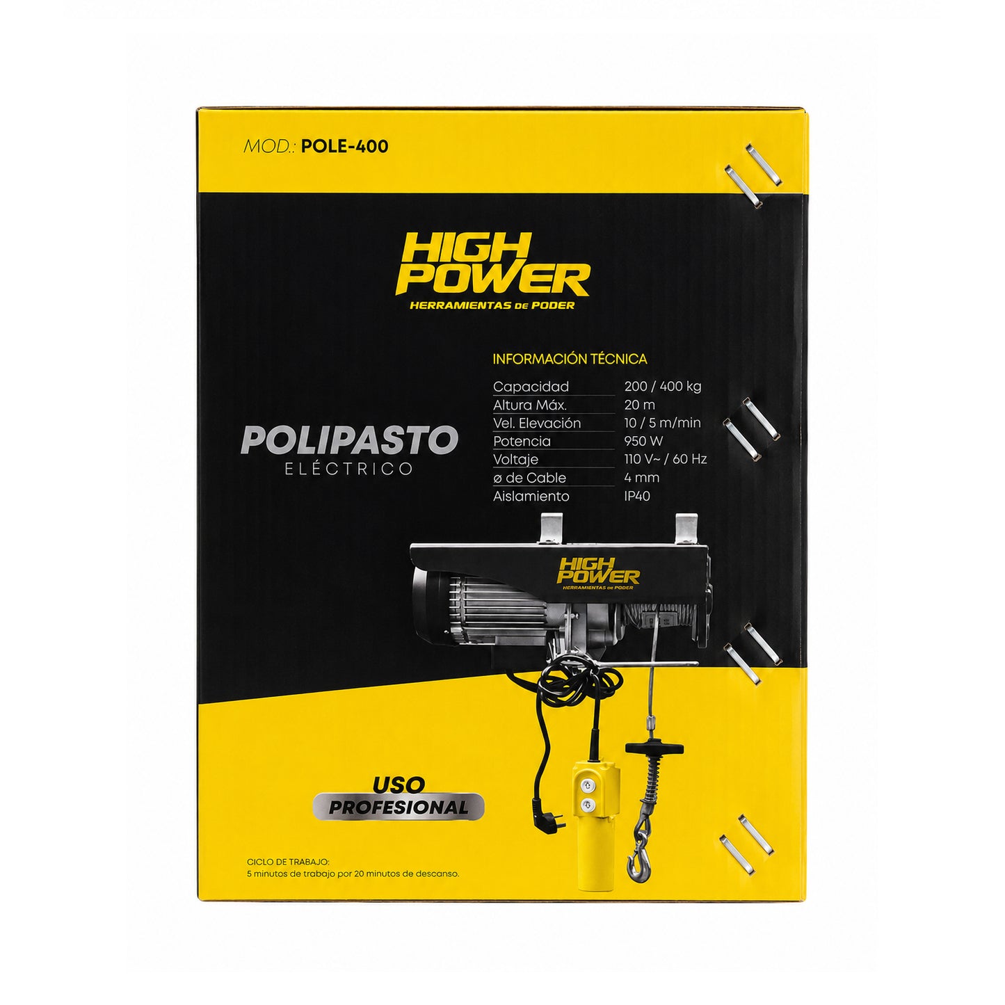 Polipasto Eléctrico 400 kg 20 m HIGH POWER