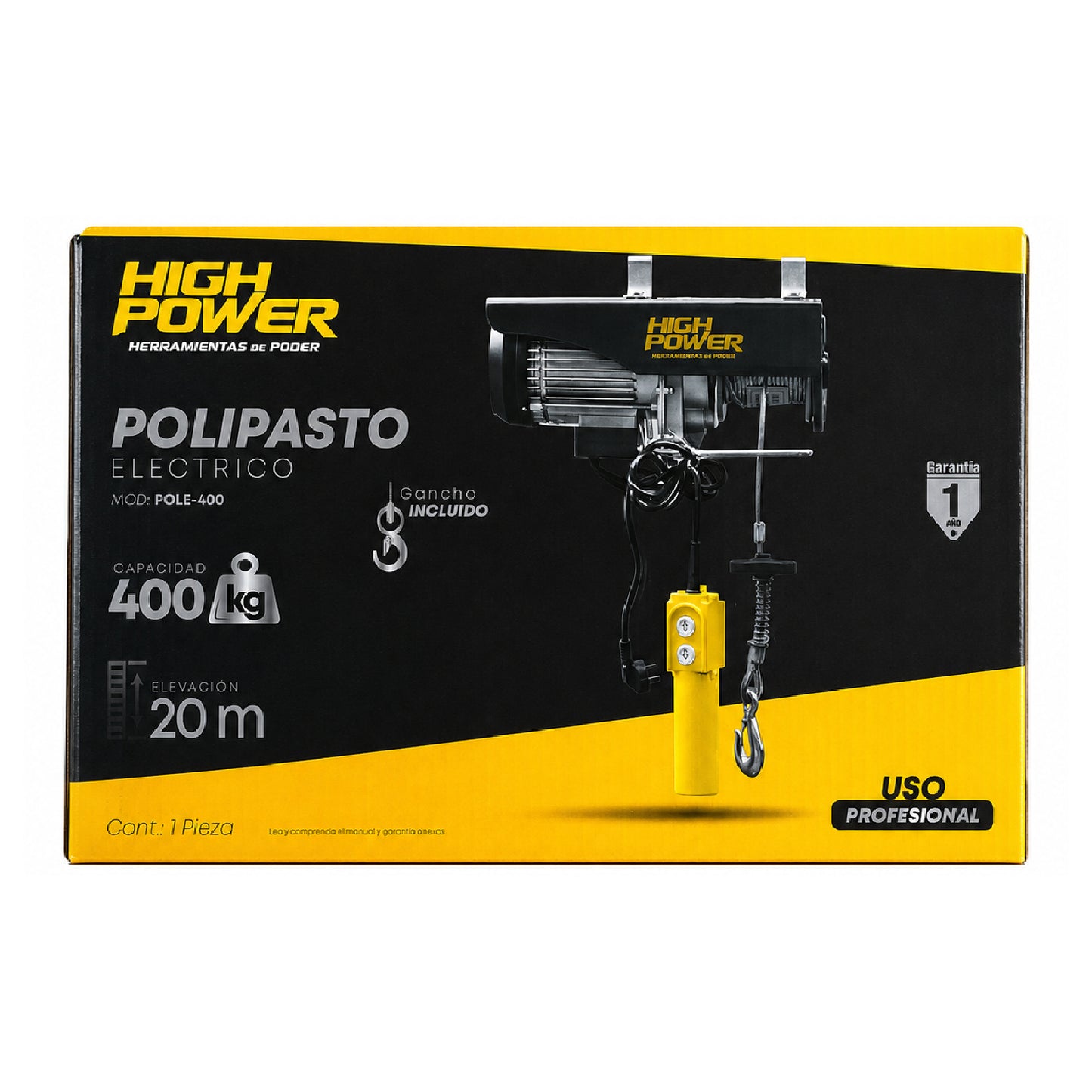 Polipasto Eléctrico 400 kg 20 m HIGH POWER