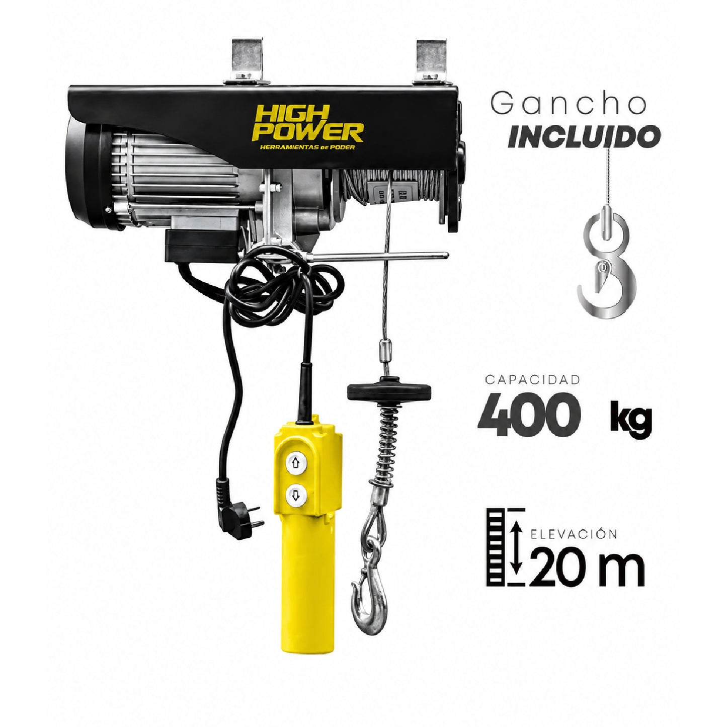 Polipasto Eléctrico 400 kg 20 m HIGH POWER