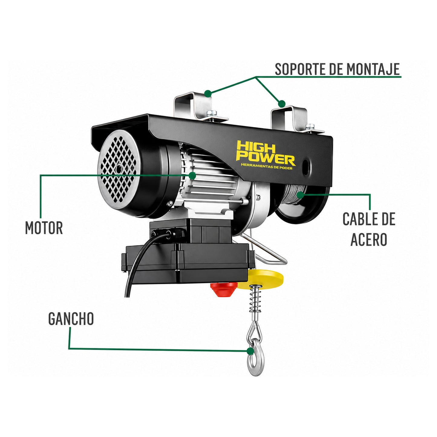 Polipasto Eléctrico 400 kg 20 m HIGH POWER