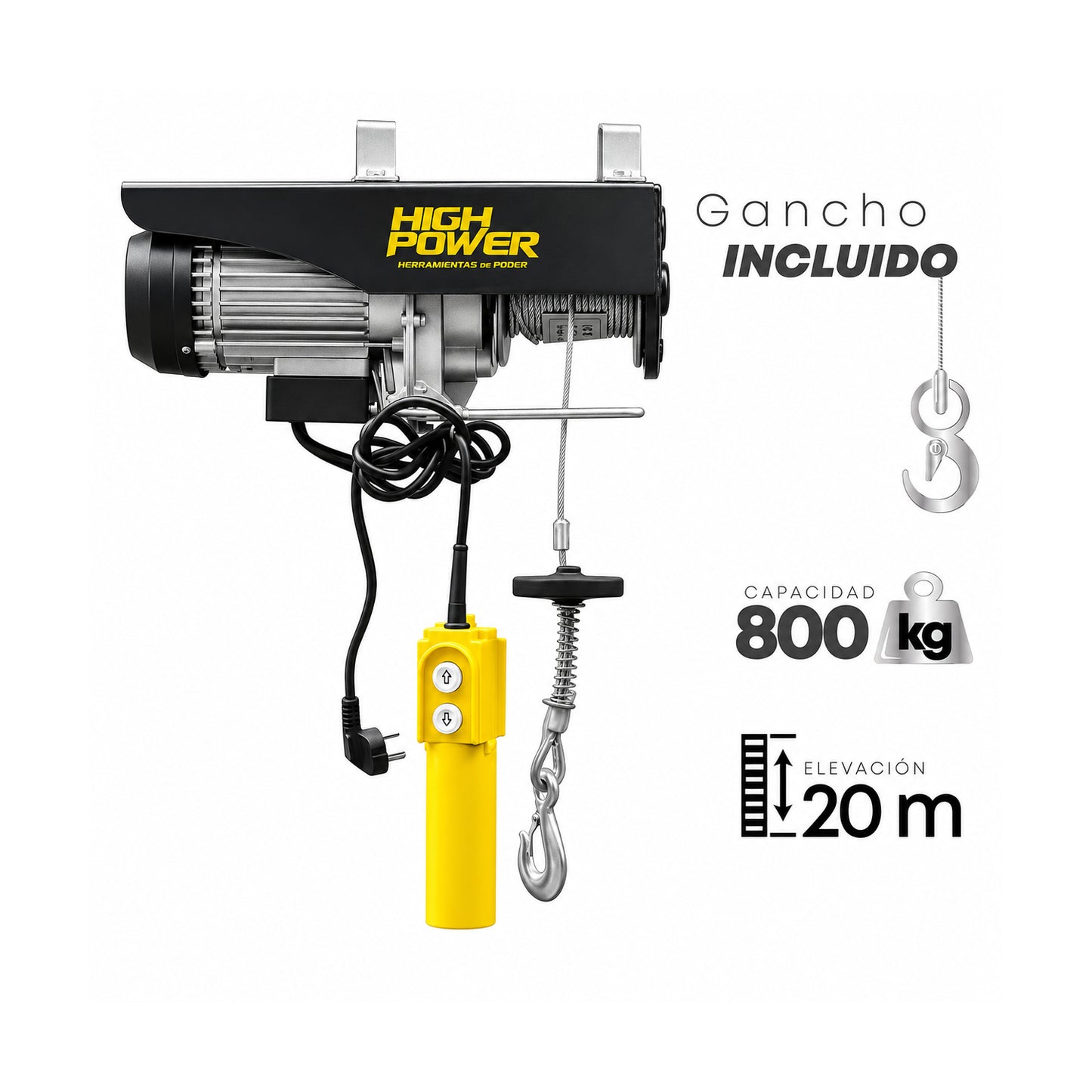 Polipasto Eléctrico 800 kg 20 m HIGH POWER