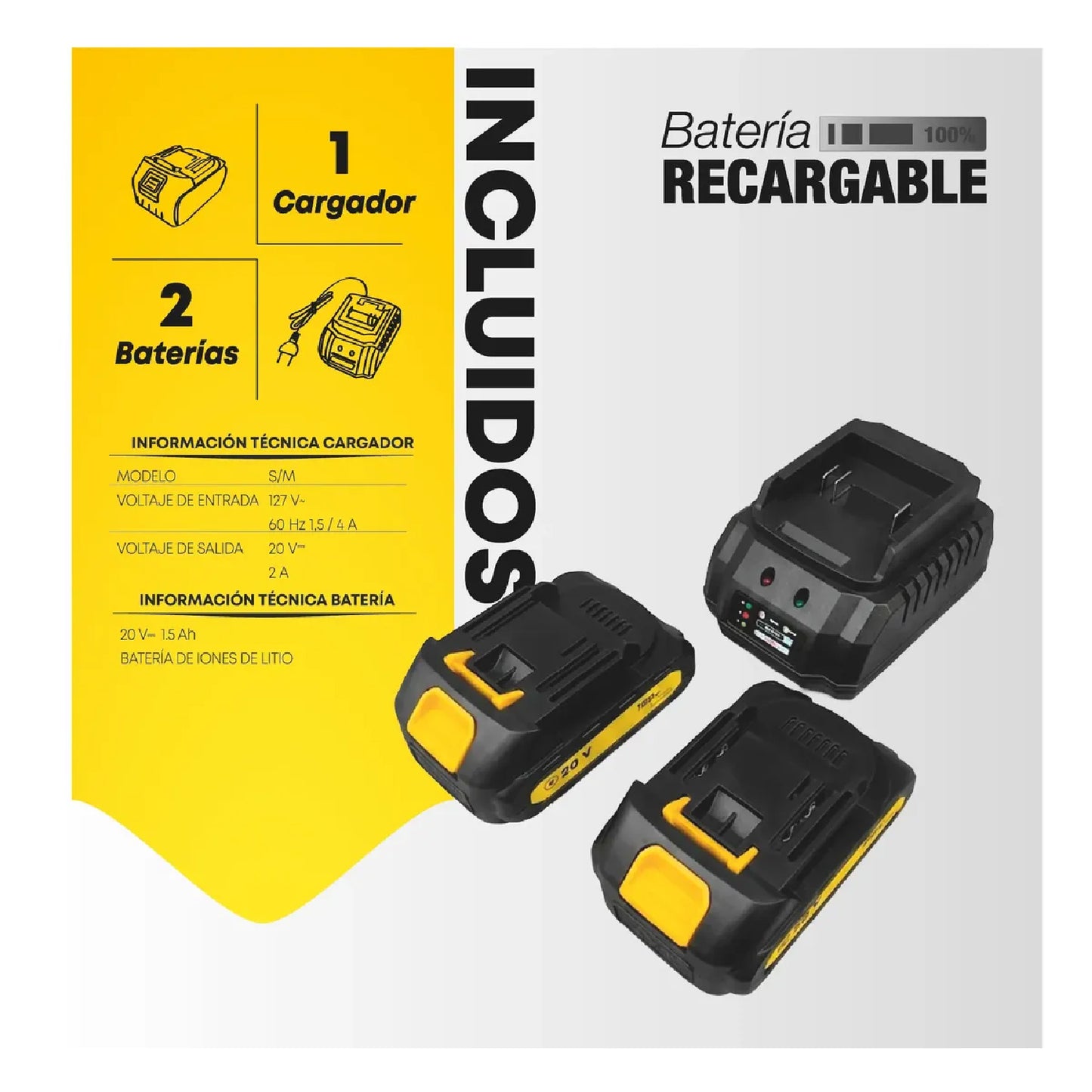 Combo de Taladro Atornillador Inalámbrico 20V con Batería HIGH POWER