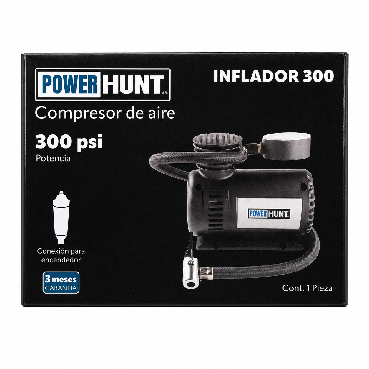 Compresor de Aire Portátil 12V 300 PSI POWER HUNT