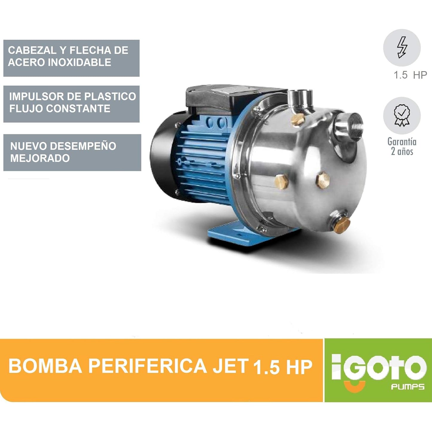Bomba Jet 1.5 HP para Hidroneumático IGOTO