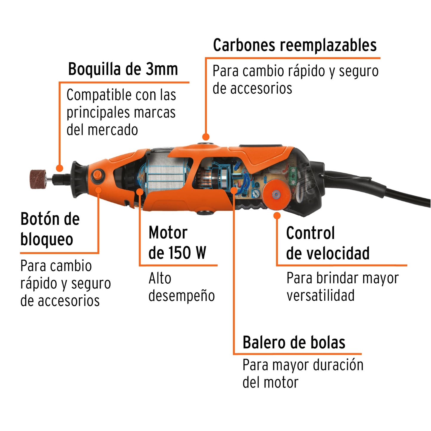 Herramienta Rotativa 150W con 97 Accesorios TRUPER
