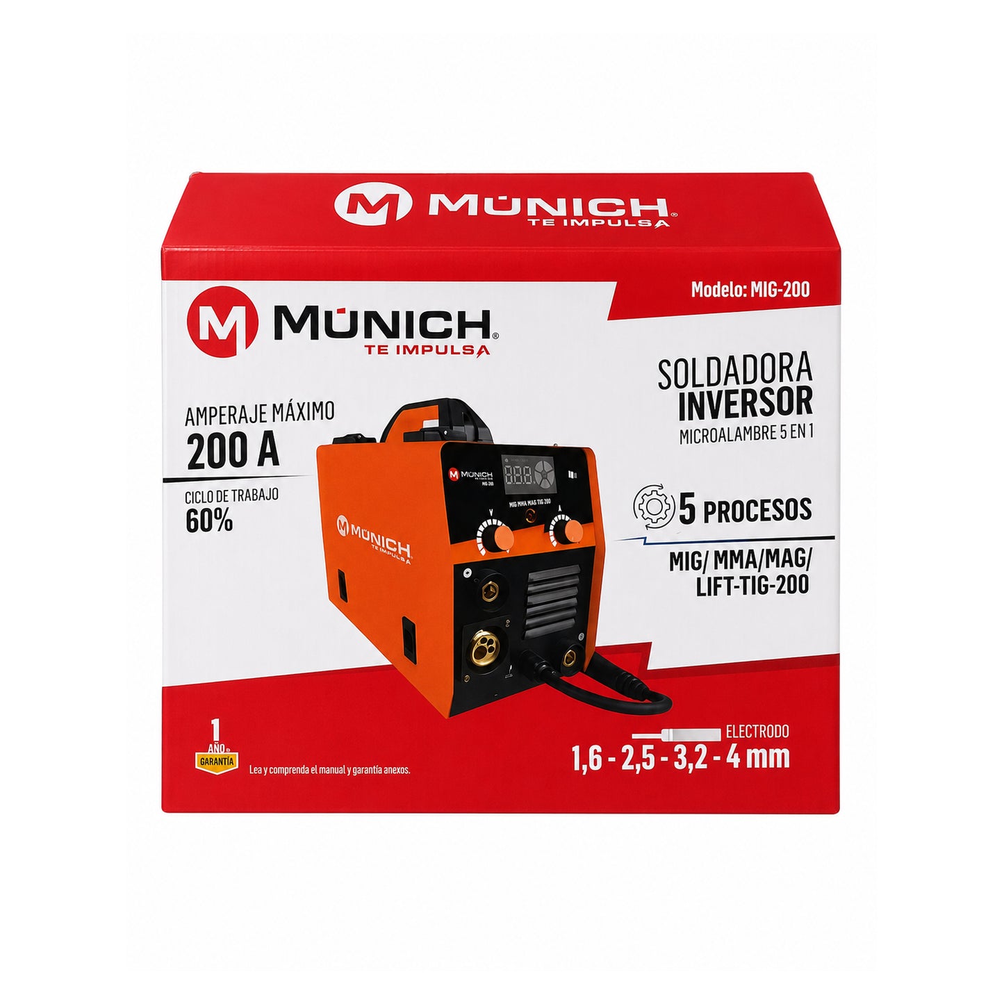 Soldadora Inversora Multiproceso MIG/MMA/TIG Lift 200 A MÚNICH