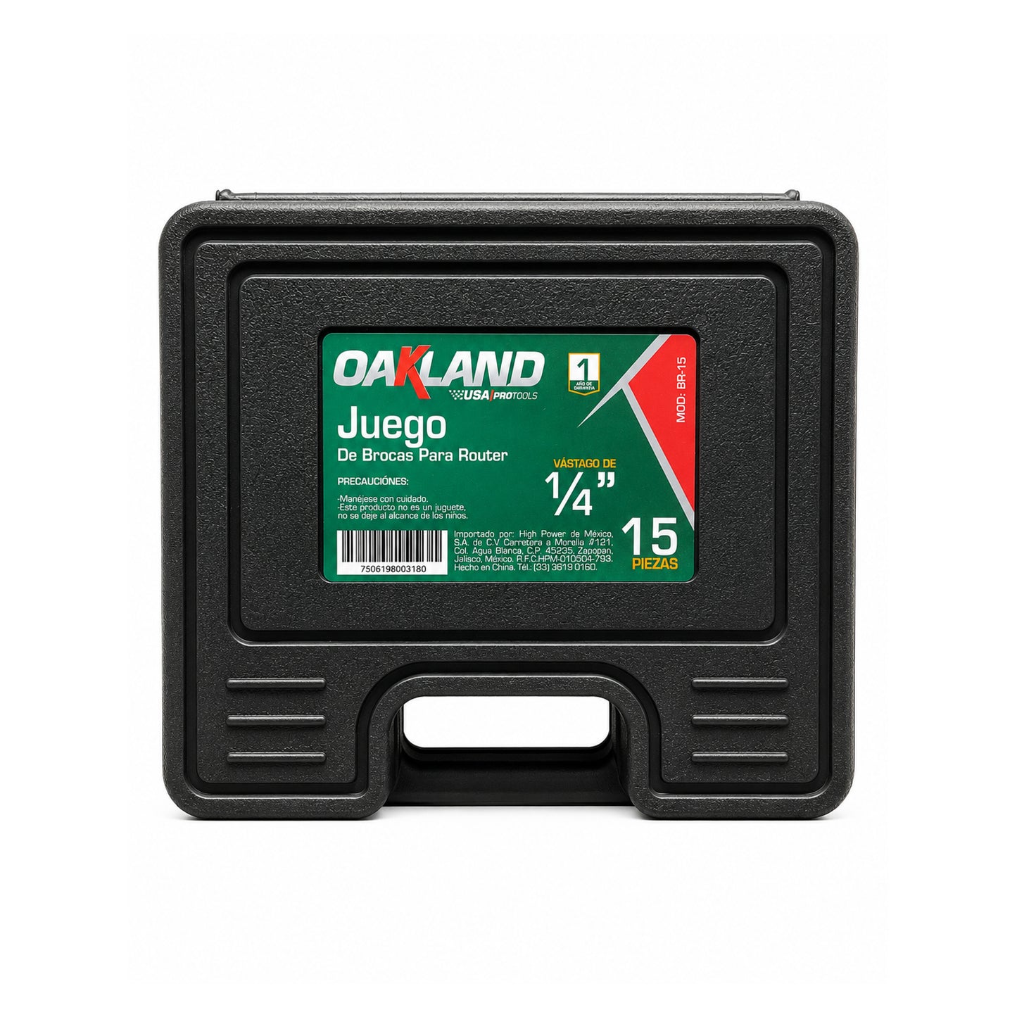Kit de Brocas para Router 1/4" 15 Piezas OAKLAND