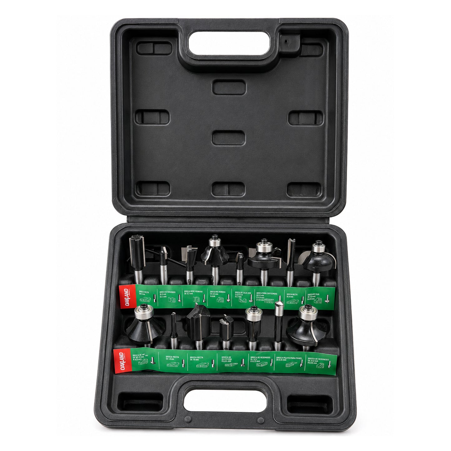 Kit de Brocas para Router 1/4" 15 Piezas OAKLAND